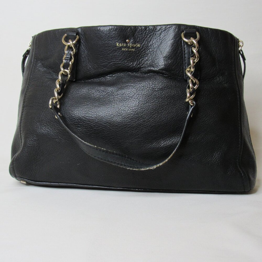 Kate Spade Cobble Hill Andee Black Leather Tote Bag Chain Strap - Picture 1 of 14